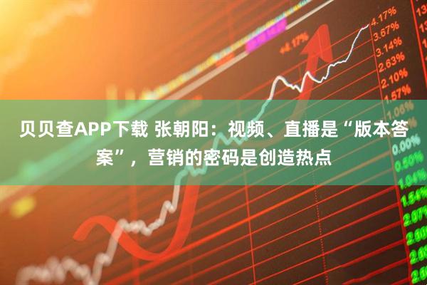 贝贝查APP下载 张朝阳:视频、直播是“版本答案”,营销的密码是创造热点
